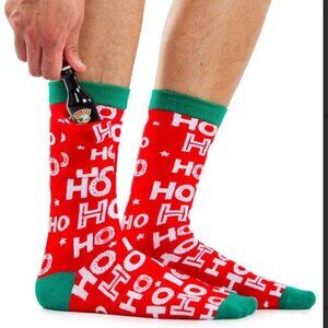 NWT Tipsy Elves Red "Ho Ho Ho" Christmas Pocket Shot Socks